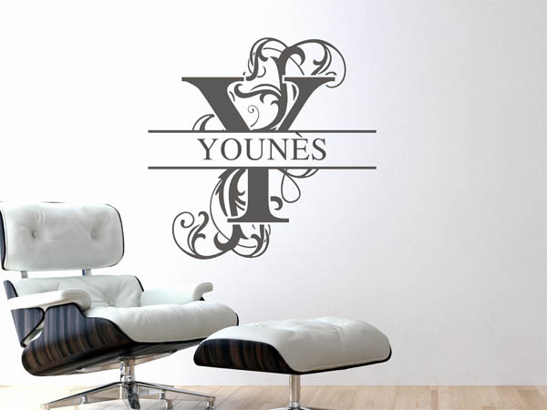 Wandtattoo verschnörkelter Buchstabe Y mit Younès