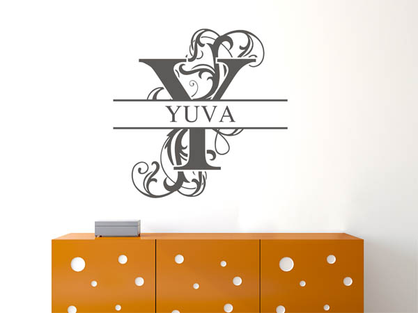 Wandtattoo verschnörkelter Buchstabe Y mit Yuva