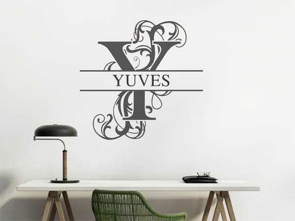 Wandtattoo verschnörkelter Buchstabe Y mit Yuves