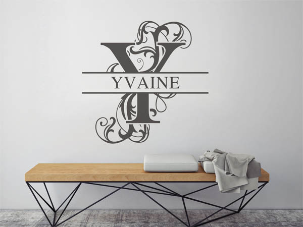 Wandtattoo verschnörkelter Buchstabe Y mit Yvaine