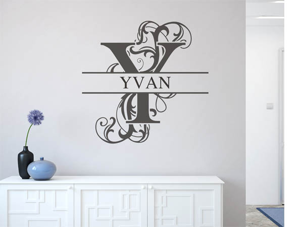 Wandtattoo verschnörkelter Buchstabe Y mit Yvan