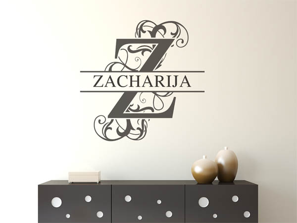 Wandtattoo verschnörkelter Buchstabe Z mit Zacharija