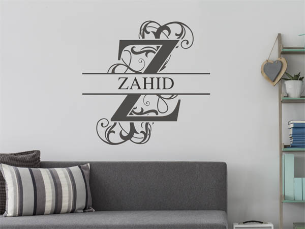 Wandtattoo verschnörkelter Buchstabe Z mit Zahid