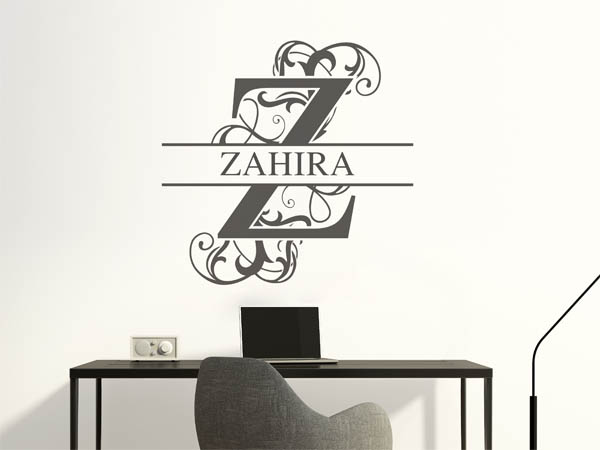 Wandtattoo verschnörkelter Buchstabe Z mit Zahira