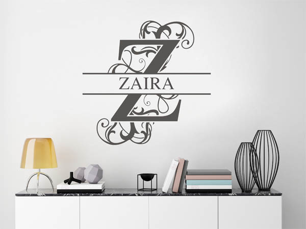 Wandtattoo verschnörkelter Buchstabe Z mit Zaira