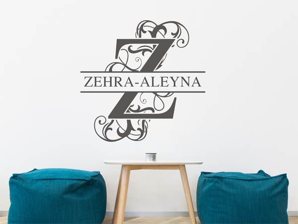 Wandtattoo verschnörkelter Buchstabe Z mit Zehra-Aleyna