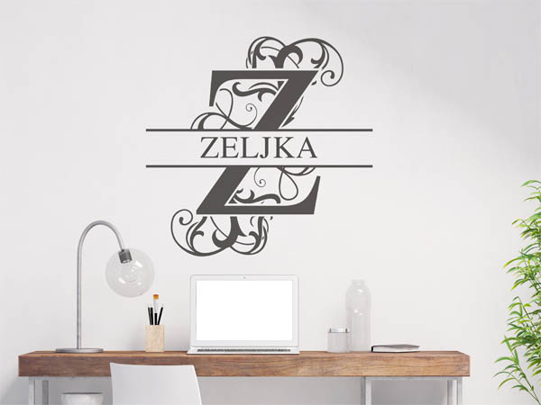 Wandtattoo verschnörkelter Buchstabe Z mit Zeljka