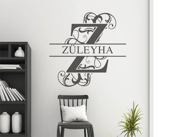 Wandtattoo verschnörkelter Buchstabe Z mit Züleyha