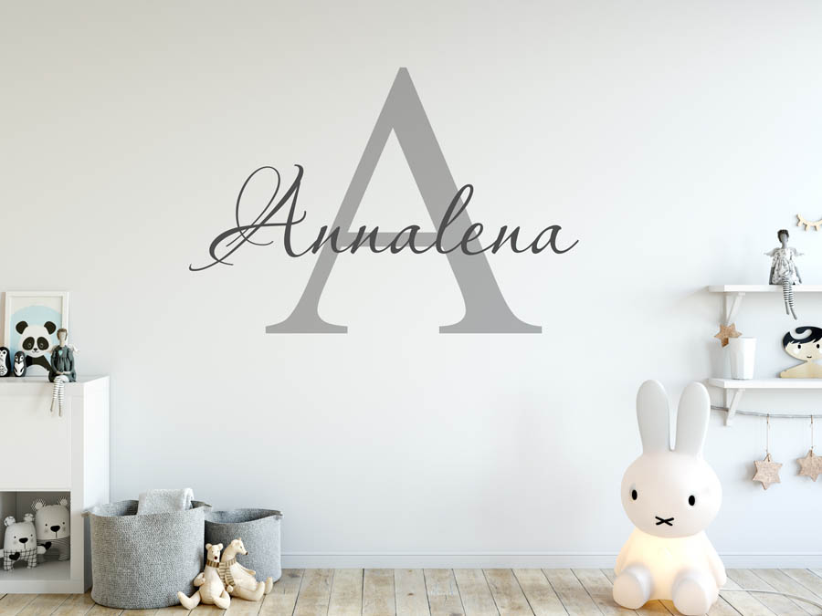 Wandtattoo Annalena als Namensschild, Monogramm oder verschnörkelte Schrift